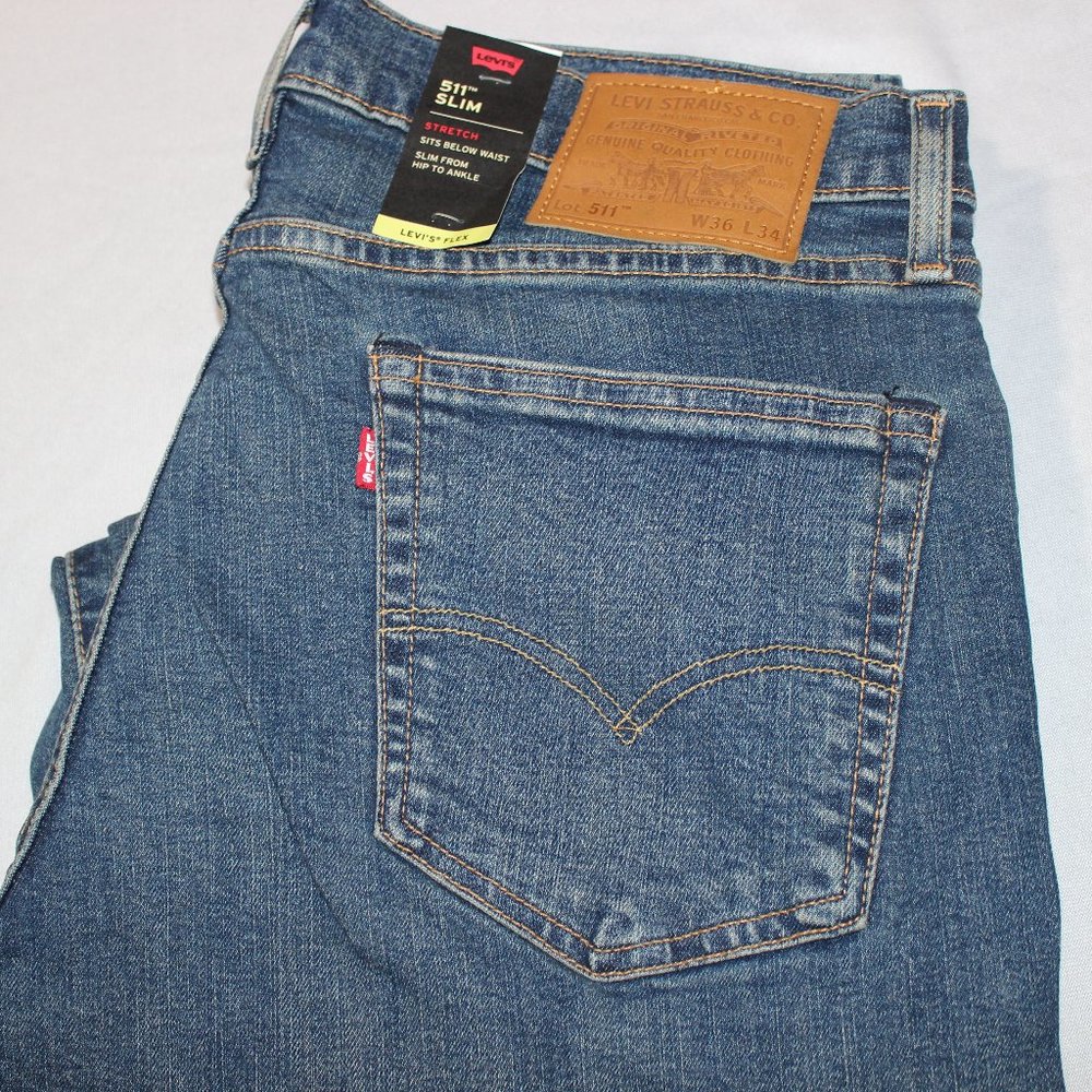 Levi's Men's Slim 511 Cotton Blue Denim 5-Pocket Jeans Size 36W x 34L
